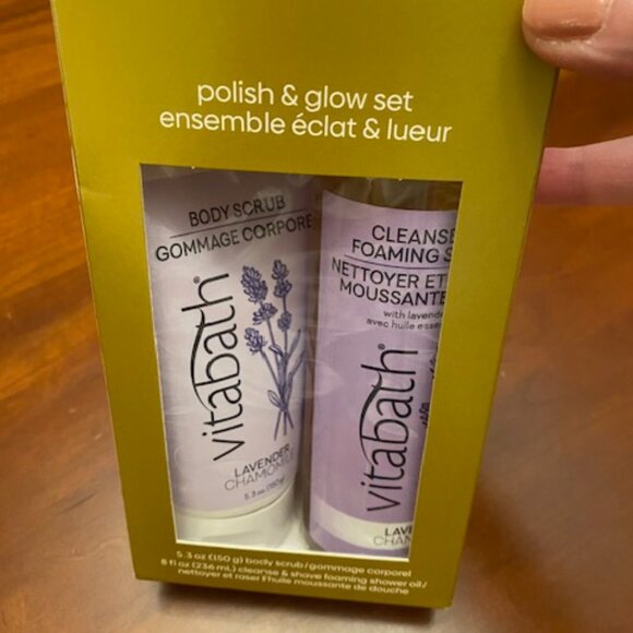 Vitabath Polish & Glow Set (Lavender Chamomile) Scrub, Cleanse/Shave Oil, NIB - Picture 1 of 3